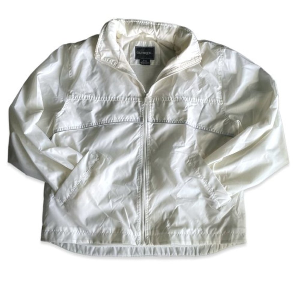 90's Vintage White Silver Windbreaker Bomber Jacket